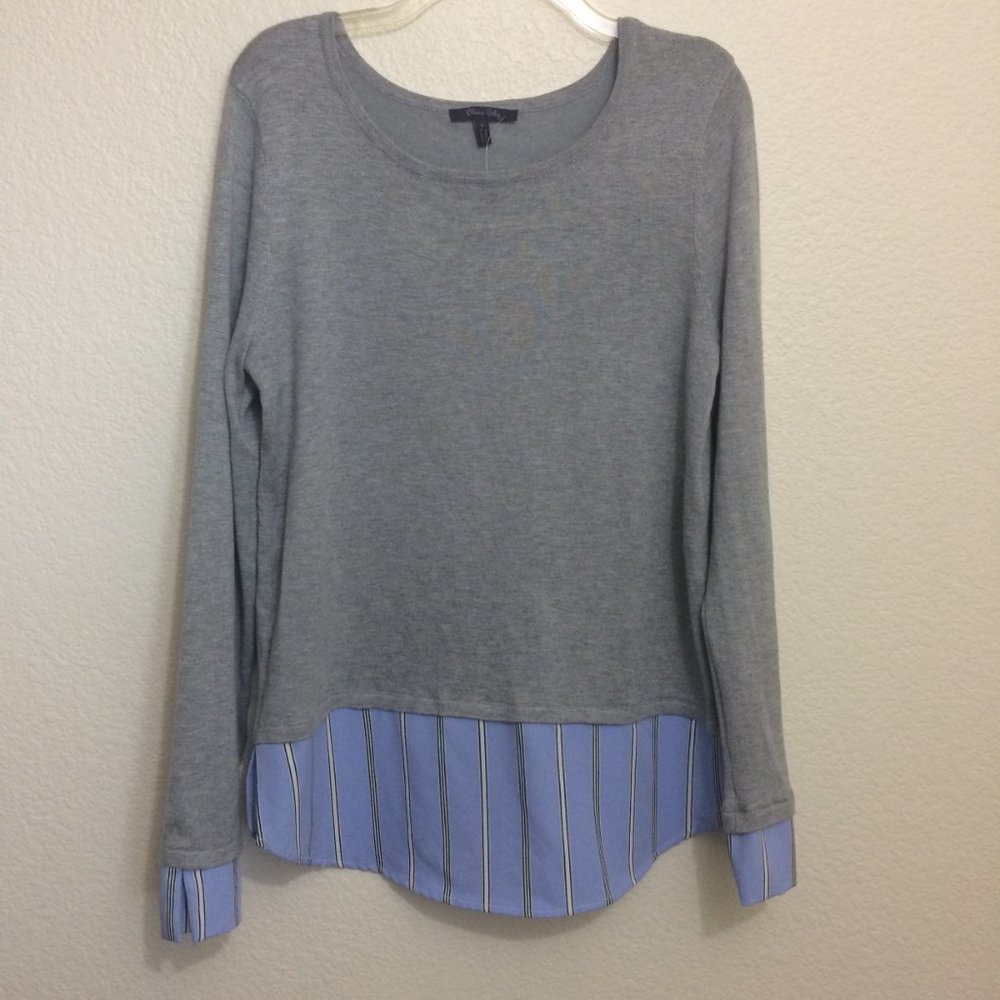 Olivia Sky Womens Large Mixed Media Knit Sweater - Picture 3 of 9